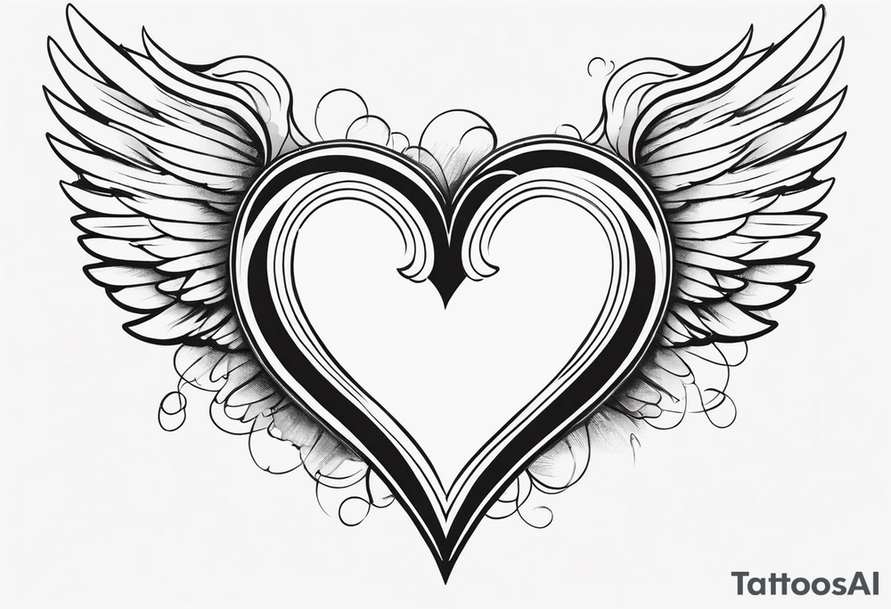 Memory Love Angel Wings Heart tattoo idea