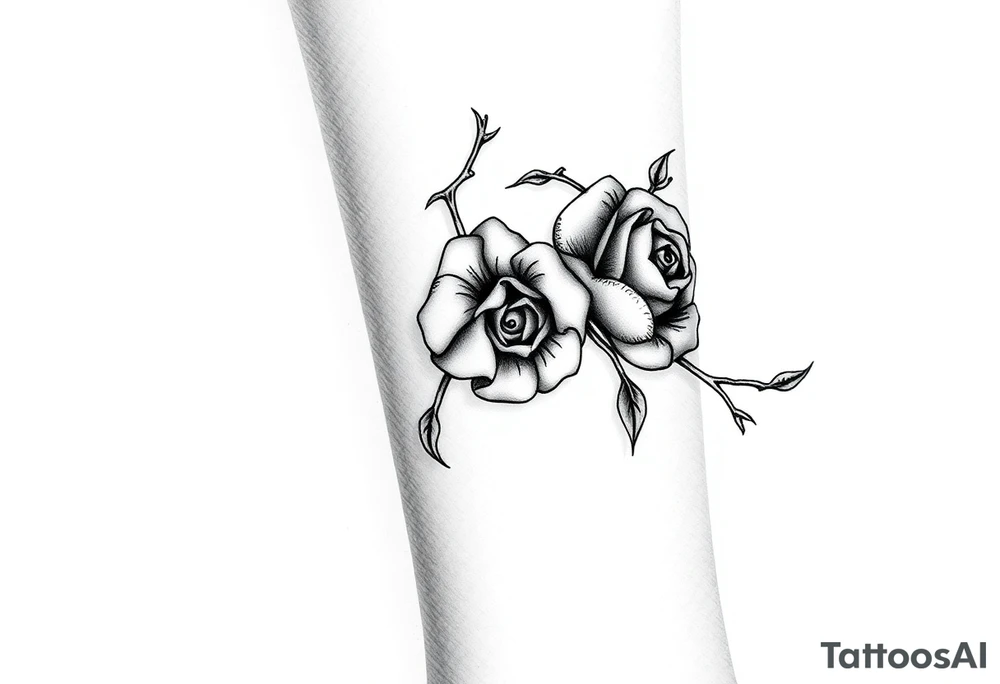 Thorns with roses on the wrist tattoo idea