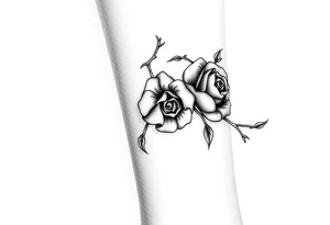 Thorns with roses on the wrist tattoo idea