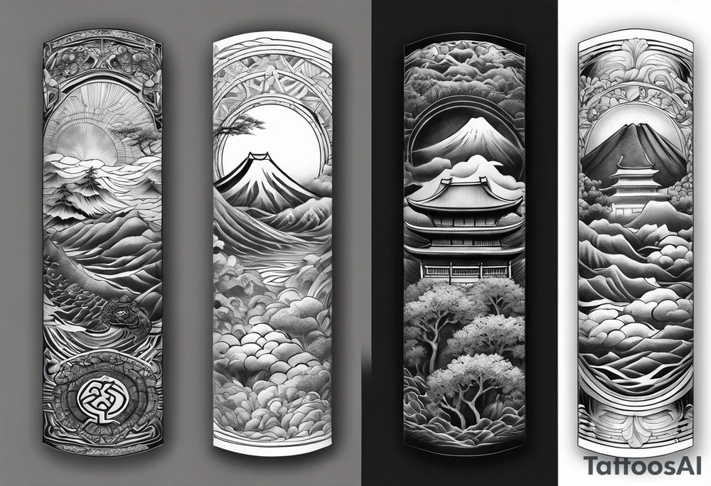 Japanese forearm sleeve stencil tattoo idea