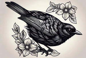 A black only unrealistic blackbird with no extraneous details. Use the Beatles song blackbird as inspiration. tattoo idea