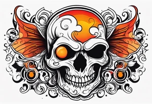 Ghost of skull that is red and orange tattoo idea