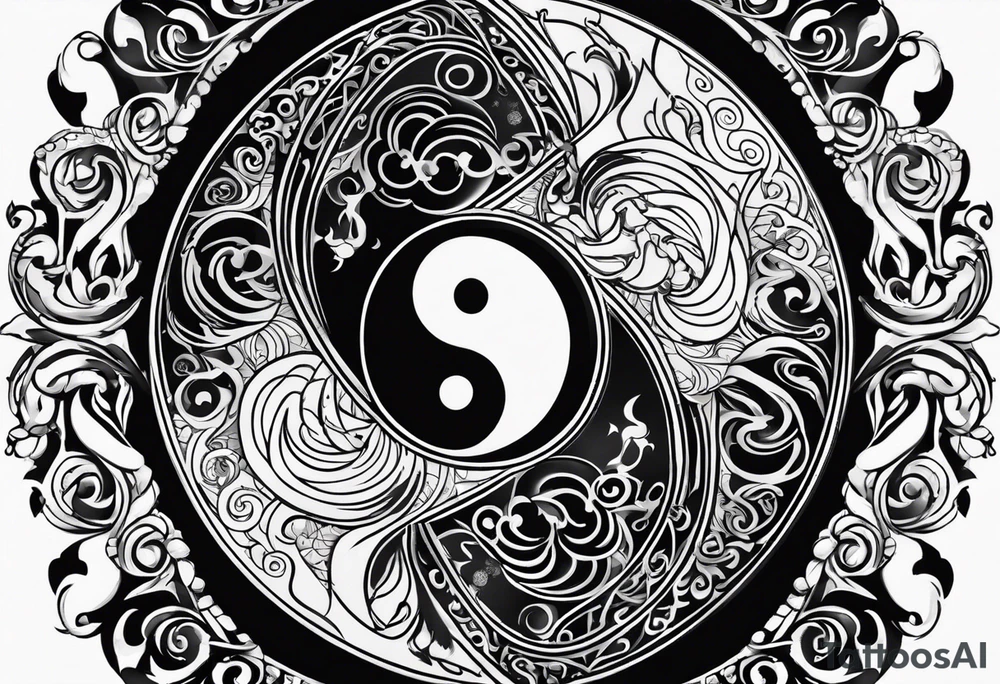 Ying yang with tribal tattoo idea