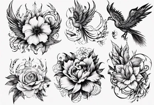 Phoenix floral dream tattoo idea
