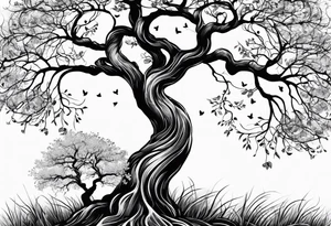 Tree with branches for children and grandchildren’s names tattoo idea