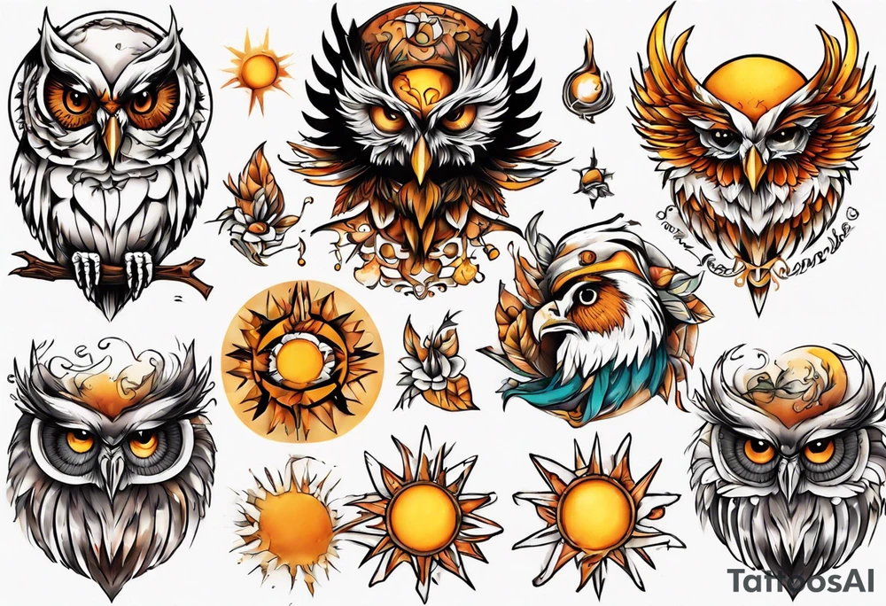 Sonne Eule tattoo idea
