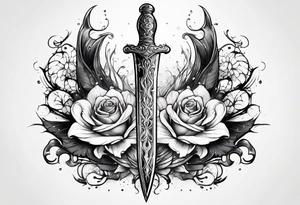 Feminine magical dagger with a splash of water swirling around it delicately tattoo idea