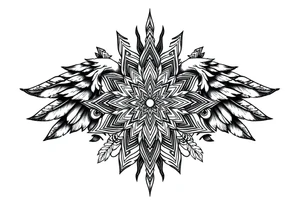spiritual feathers ornamental mandala shaman tattoo idea