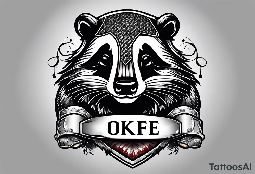 Draw me badger with aggressive full body, killer face with cute smile, very long nails and he attacks like a Turkish gladiator to enemy and also he has very deadly looking. The only weapon is his braveness he fights with his nails. Every body scares after their first sight but then they like him. tattoo idea