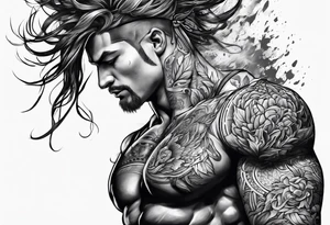 A warrior struggling a carry a brain tattoo idea