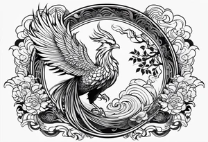 traditional Japanese phoenix no background tattoo idea