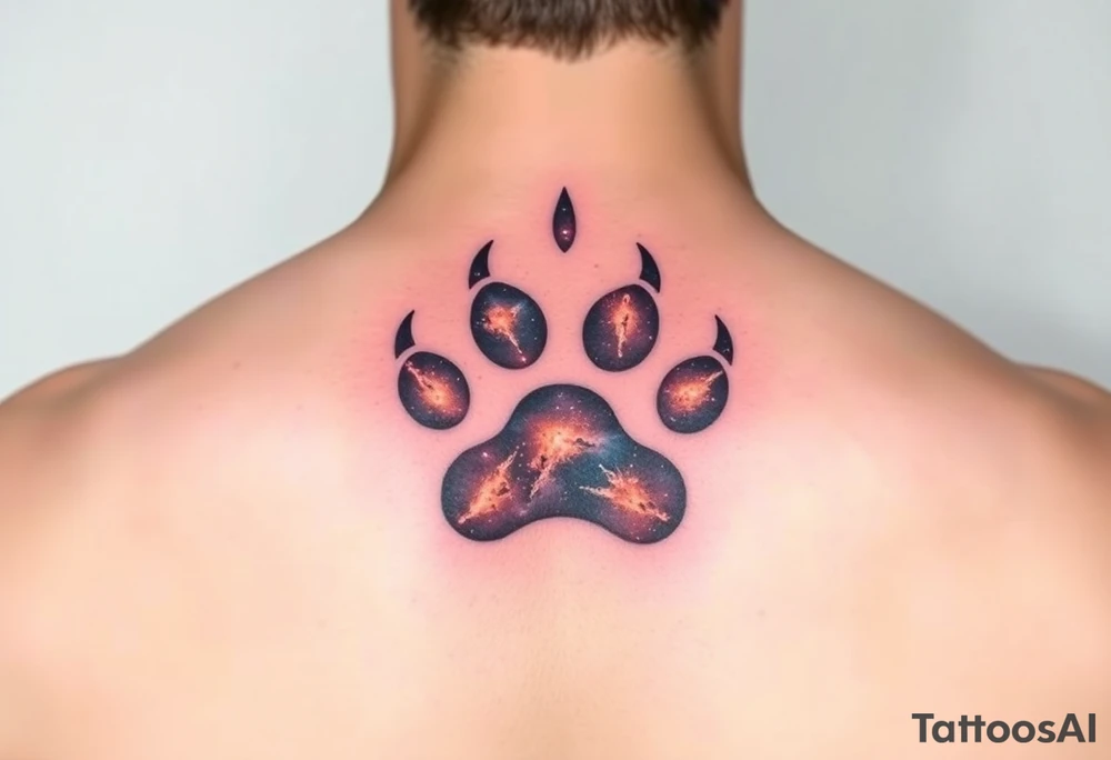 Dog paw print nebula tattoo idea