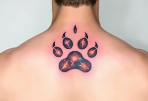 Dog paw print nebula tattoo idea