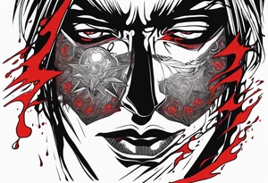 Bloody tears flow from Alucard's eyes in Hellsing tattoo model tattoo idea