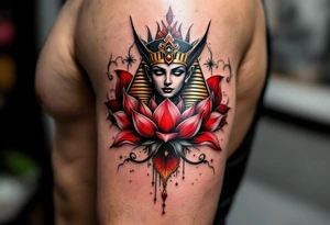 ideas with lotus, egyptian theme (make red and black) tattoo idea