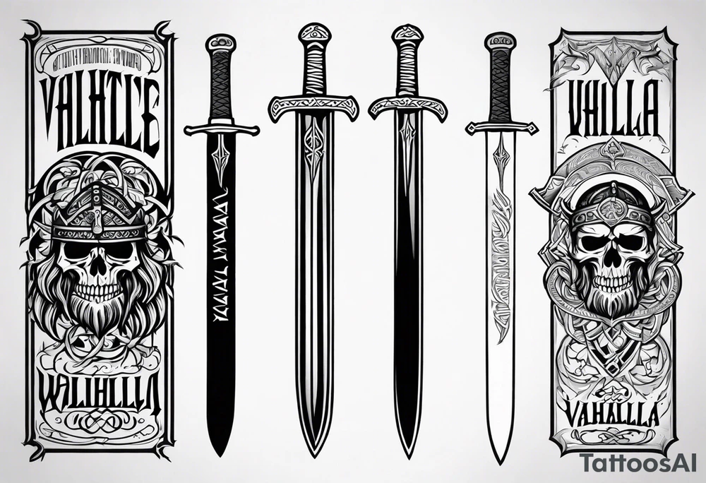 Viking sword Valhalla death tattoo idea