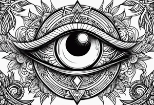 Eye, moon and sun tattoo idea