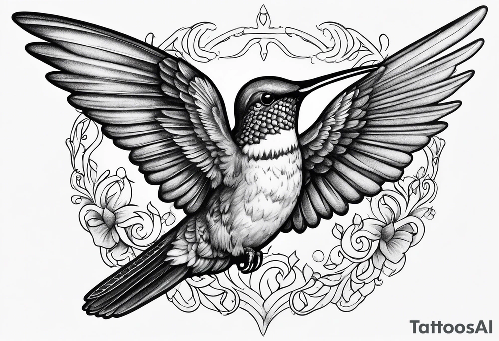 hummingbird with fallen angel tattoo idea