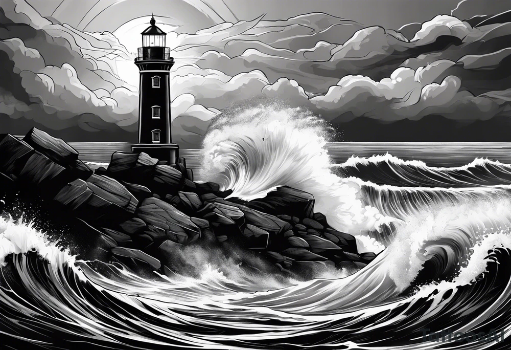 lighthouse in a storm tattoo idea