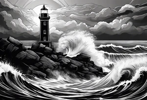 lighthouse in a storm tattoo idea