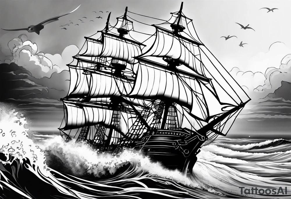 Ship pirate tattoo idea