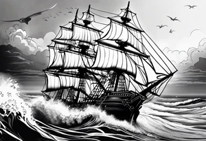 Ship pirate tattoo idea