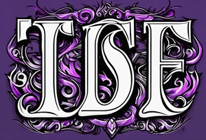 A cool purple and black looking flame surrounding letters OSK. In a trapstar looking font tattoo idea
