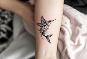 Diving bird with floral tattoo idea