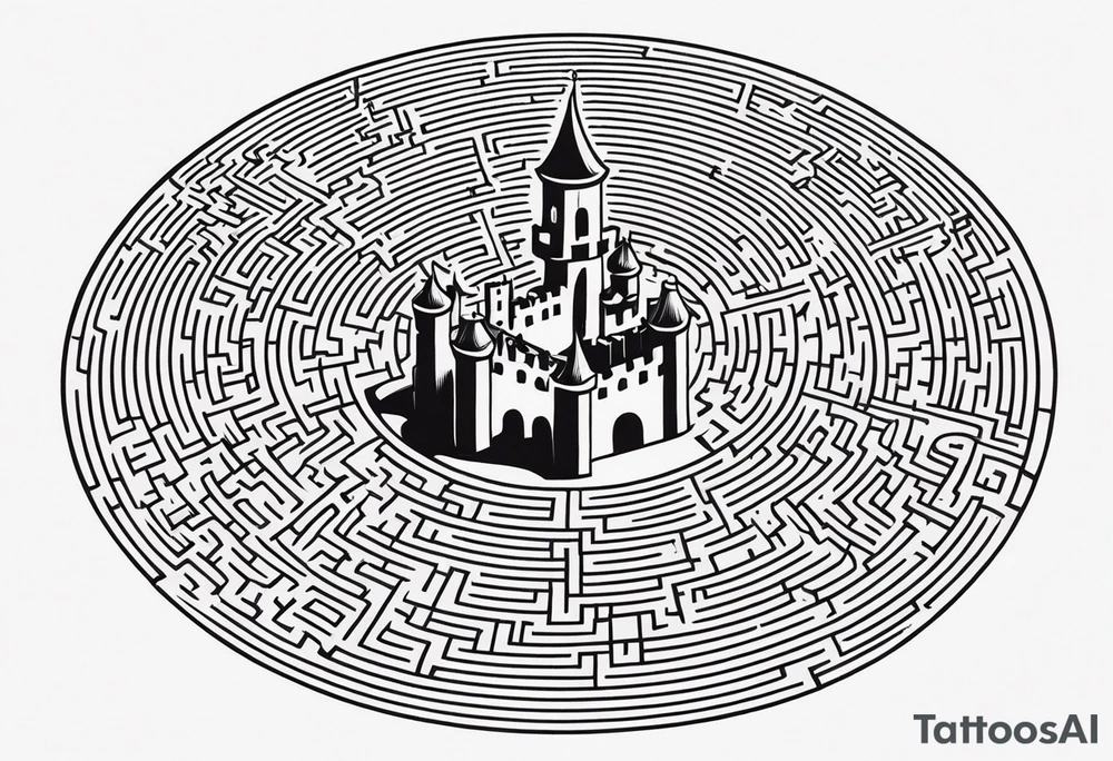Labyrinth Maze with castle tattoo idea