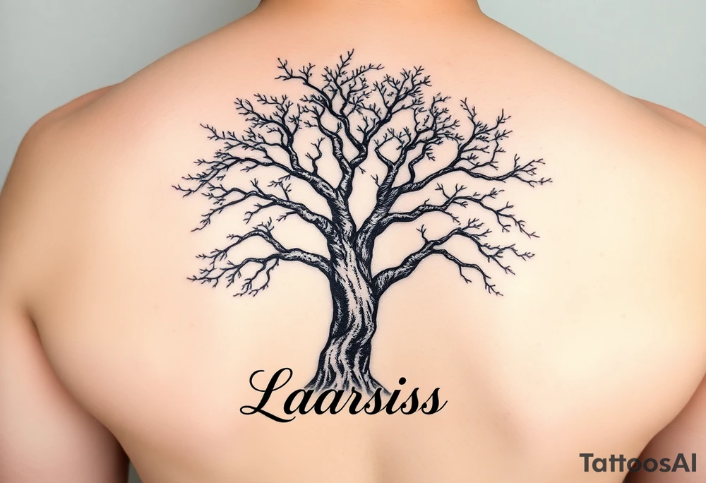 the name, Anne, Jessy
 on a live tree the name Larissa under the tree tattoo idea