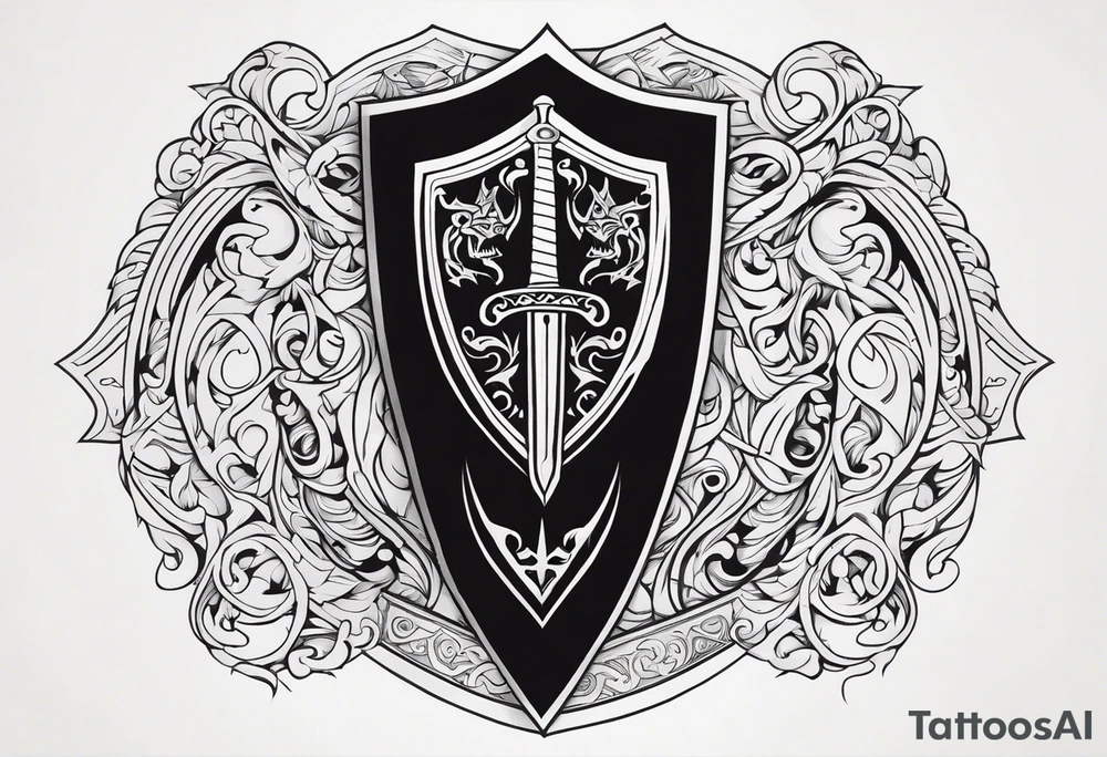 Valhalla sheild sword tattoo idea
