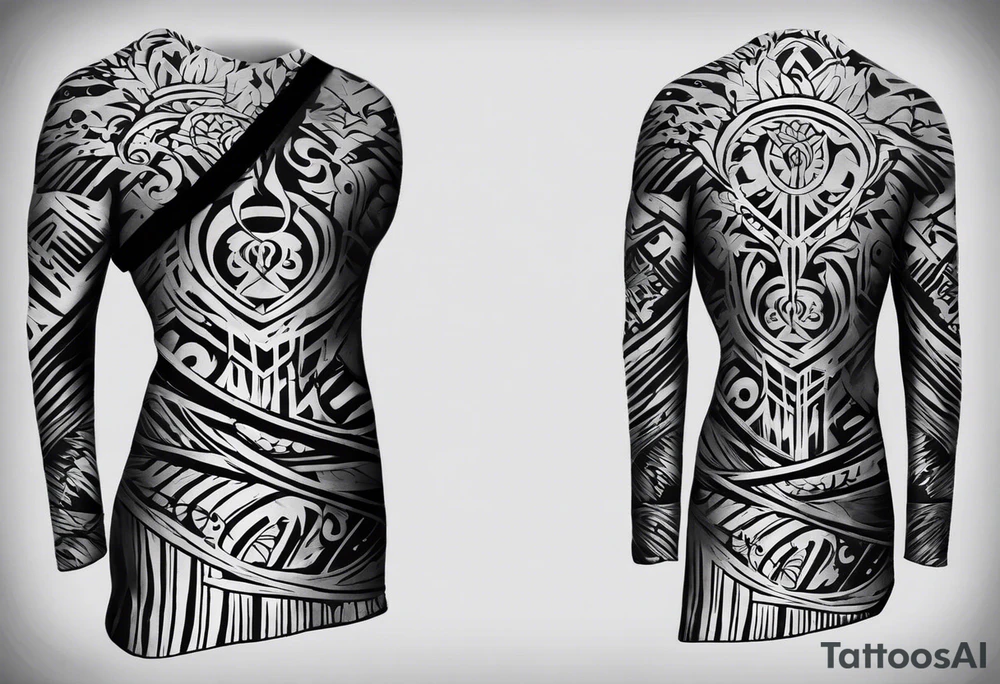 Certainly! Here’s a description for your back tattoo:

---

**Tattoo Description:**

Design: Black work, paint strokes.
Location: Back.
Concept: Dante's Inferno, representing the layers of hell.

**Design Details:**

1. **Vertical Lines:**
   - Two bold, vertical lines run parallel up the spine, symbolizing the journey through the depths of Dante's Inferno.

2. **Horizontal Lines:**
   - Nine horizontal lines intersect the vertical lines, each representing one of the nine circles of hell.
   - The lines descend down the back, each becoming progressively shorter and narrower to signify the decreasing levels of hell's circles.
   - The paint stroke style gives the lines a dynamic, brush-painted appearance, enhancing the dramatic and artistic effect.

3. **Overall Style:**
   - The black work technique ensures a striking contrast, with deep black ink emphasizing the severity and depth of the concept.
   - The paint stroke style adds an element of fluidity and movement, symbolizing the chaotic and tortured nature of hell as depicted in Dante’s Inferno.

---

This description provides a clear and detailed vision for your tattoo artist to work from, capturing the essence and symbolism of Dante’s Inferno in a powerful and visually striking way. tattoo idea