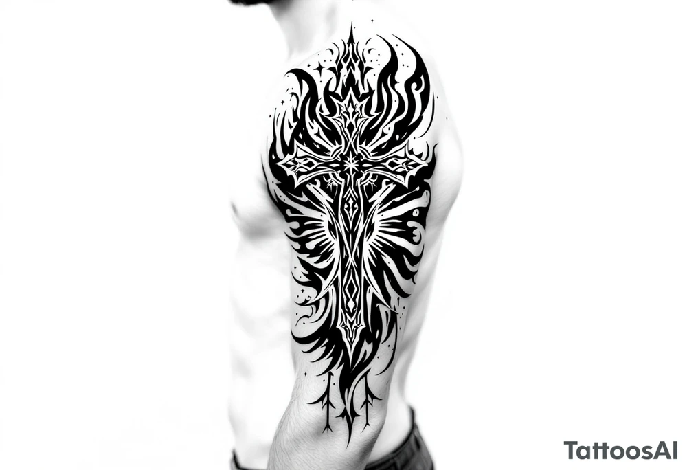 Kalia tattoo with a name "veronesi" with a cross tattoo idea