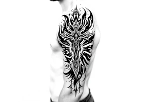 Kalia tattoo with a name "veronesi" with a cross tattoo idea