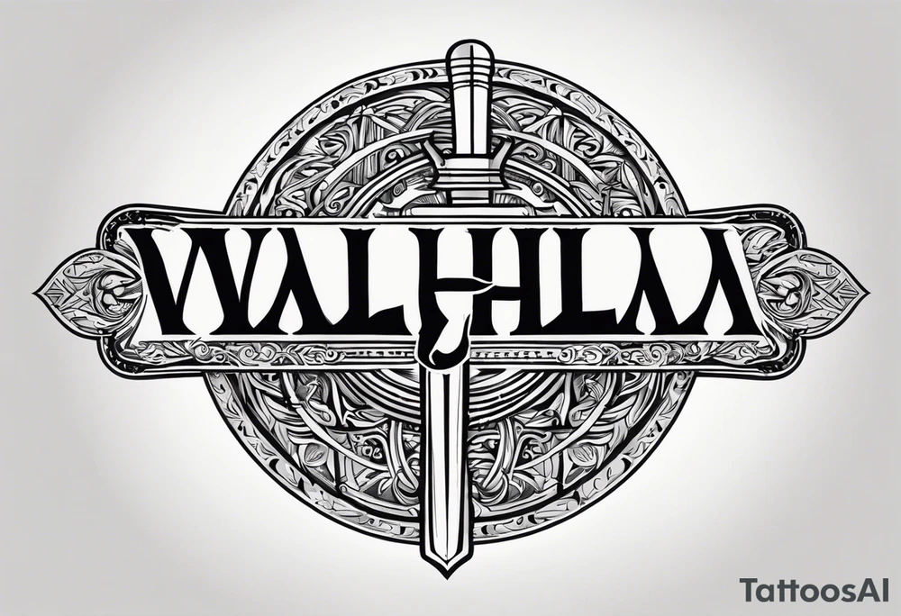 sword Valhalla circle tattoo idea