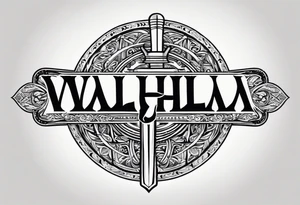 sword Valhalla circle tattoo idea
