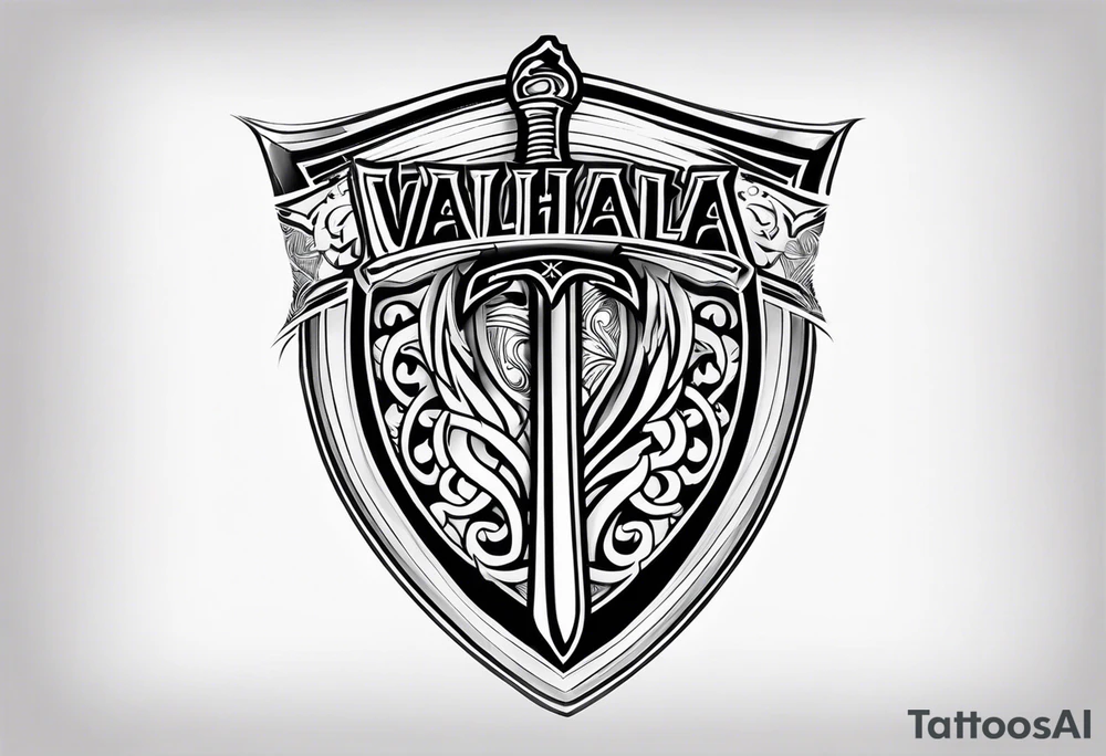 Valhalla sword shield tattoo idea