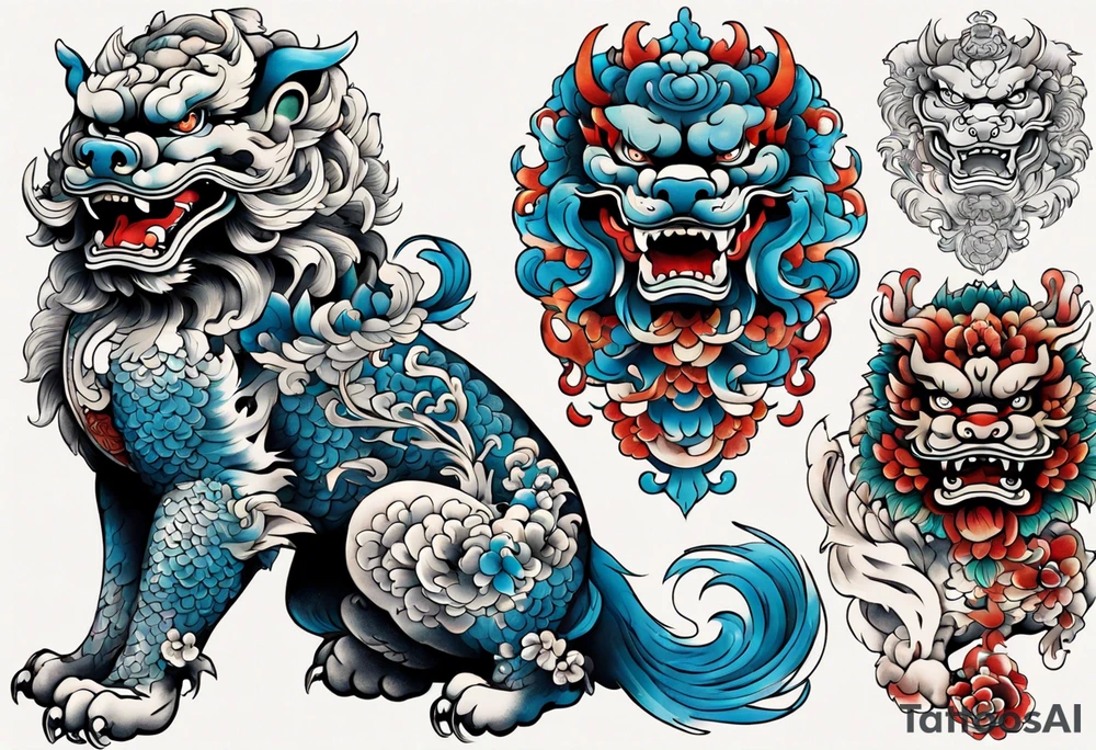 Foo dog full body tattoo idea