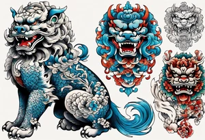Foo dog full body tattoo idea