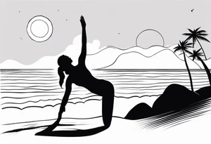 yoga pose on beach tattoo idea