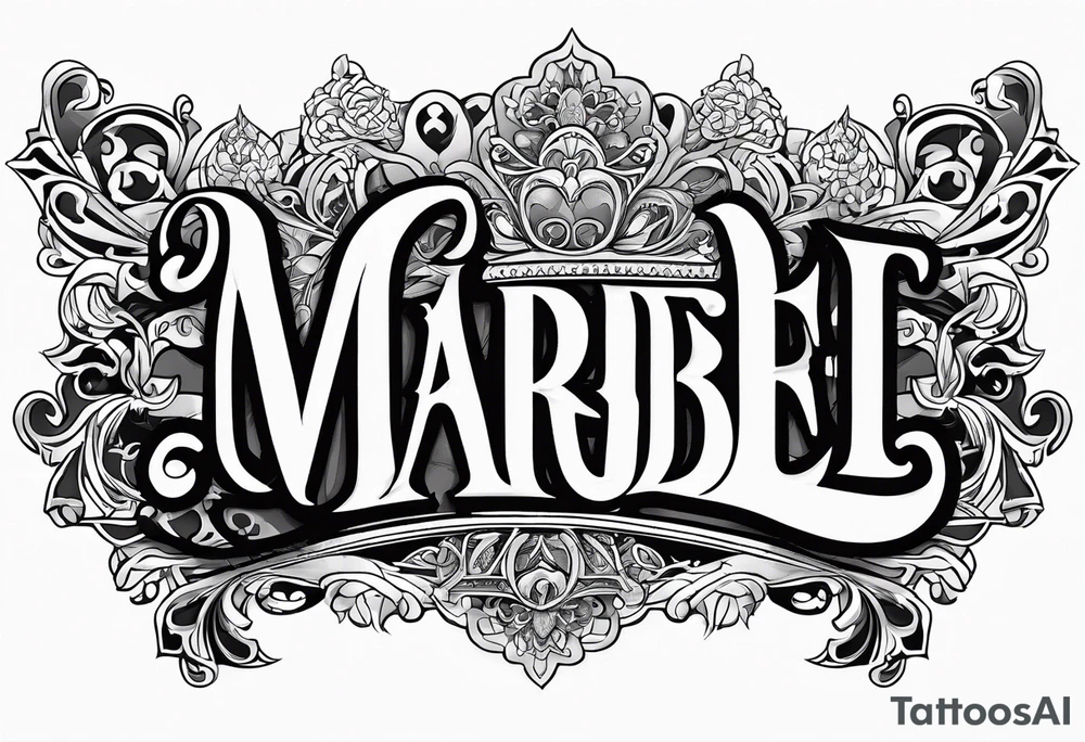 Lettering name spelling out “marabel” tattoo idea Lettering name spelling out “marabel” tattoo idea
