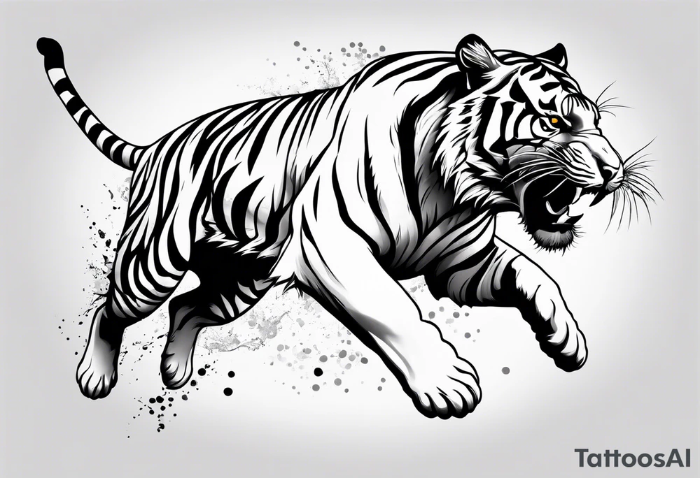 tiger leaping tattoo idea