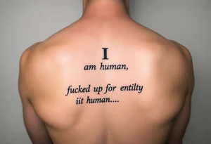 A semicolon made of the words "I am human, fucked up in my entirety, but human nonetheless." tattoo idea