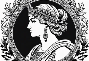 Athena with a laurel wreath in the middle tattoo idea