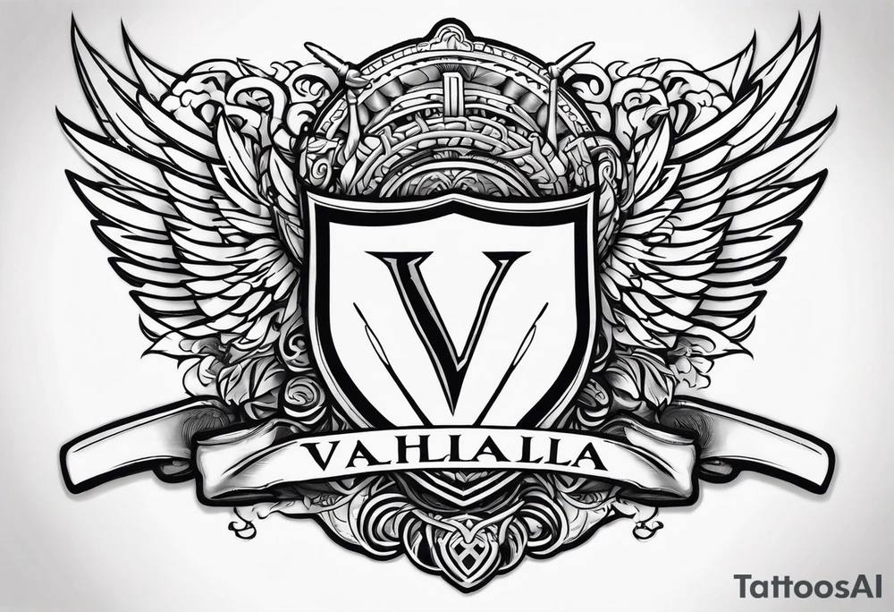 Valhalla sword shield heaven tattoo idea