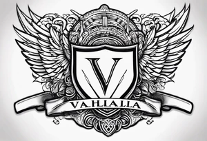 Valhalla sword shield heaven tattoo idea