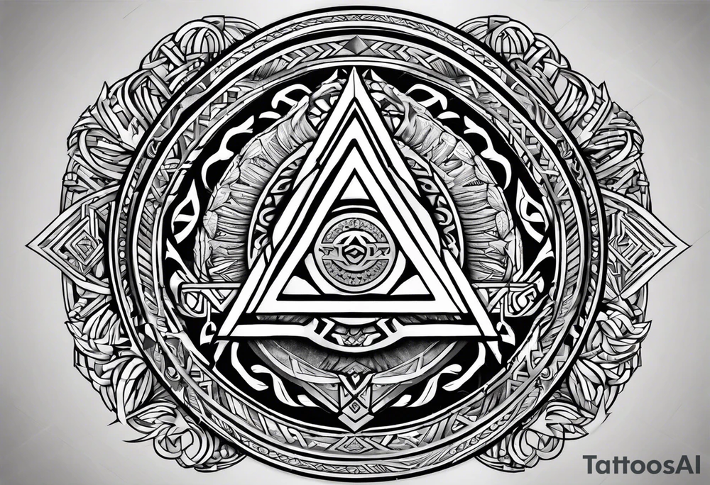 Valhalla  round 
shield axe sword valknut tattoo idea