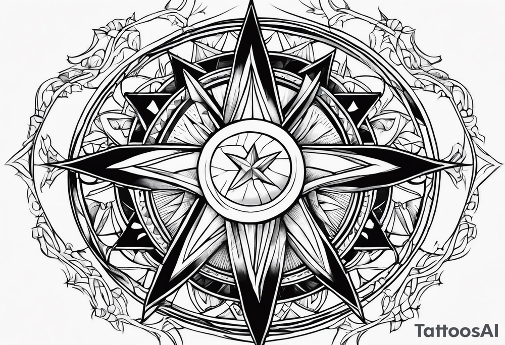 Cross sun  sailor sun star tattoo idea