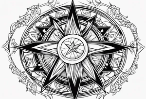 Cross sun  sailor sun star tattoo idea