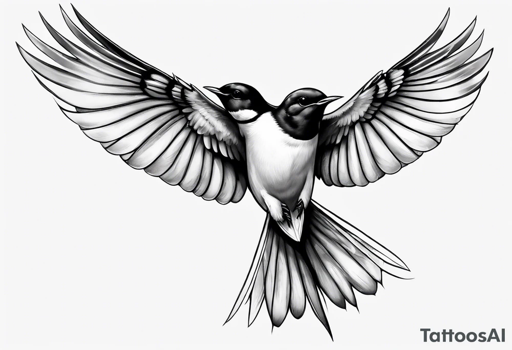realistic swallow with open wings tattoo idea